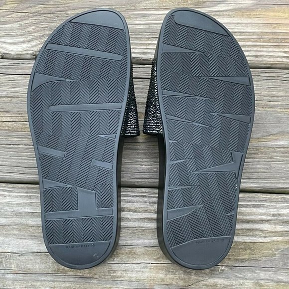 Jimmy Choo Slide Sandal Logo Crystal-Studded Rubber upper Flat Platform Italy 39 - Picture 2 of 12